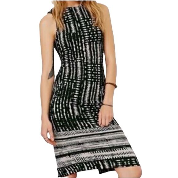 Silence + Noise Crisscross Back Dress S Black White Abstract Stripe Cutout - Picture 1 of 10